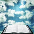 Open Bible with Grunge Sky Royalty Free Stock Photo