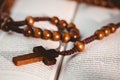 Open bible with rosary beads Royalty Free Stock Photo