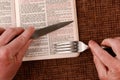 Open bible spiritual food and drink