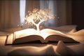 An open Bible with the tree of life in the middle of the book Generative AI Illustration Royalty Free Stock Photo