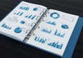 Open Binder with Detailed Business Plan Charts and Graphs Royalty Free Stock Photo