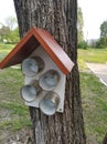 Open bird house for feeding birds