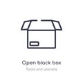 open black box outline icon. isolated line vector illustration from tools and utensils collection. editable thin stroke open black Royalty Free Stock Photo