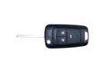Open black car key isolated on white background, with clipping path, top view. Royalty Free Stock Photo