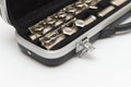 Open black case with flute lying in it Royalty Free Stock Photo