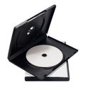 The open black DVD case with disk inside isolated Royalty Free Stock Photo