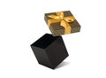 Open black gift box with bow isolated on white background Royalty Free Stock Photo