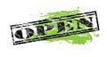Open black and green stamp on white background Royalty Free Stock Photo