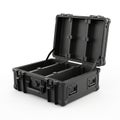 Open Black Heavy Duty Protective Case with Interior Compartments container storage Royalty Free Stock Photo