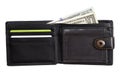 Open black leather wallet with cash dollars Royalty Free Stock Photo