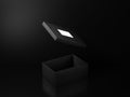 Open Black shoe or dress box package Mockup in dark studio