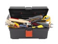 Open black toolbox with tools