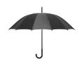 Open black umbrella isolated on white