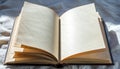 Open Blank Book with Aged Pages and Soft Light Royalty Free Stock Photo