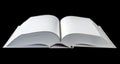 Open blank dictionary, book isolated on black Royalty Free Stock Photo