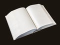 Open blank dictionary, book isolated on black Royalty Free Stock Photo
