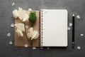 Open blank journal with flowers Royalty Free Stock Photo