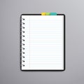 Open blank lined notebook
