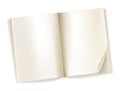 Open blank magazine yellowish pages on white Royalty Free Stock Photo