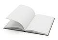 An open blank notebook with pages gently turning on a clean white background isolated on white background Royalty Free Stock Photo