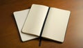 Open Blank Notebook on Wooden Table