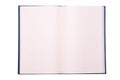Open blank paper leather notebook on white background. Royalty Free Stock Photo
