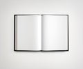 Open blank textbook on white