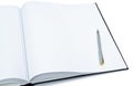 Open a blank white book and pen Royalty Free Stock Photo