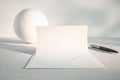 Blank White Paper In Envelope With Pen On Brightly Lit Table Royalty Free Stock Photo