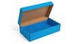 Open blue cardboard box isolated on white background Royalty Free Stock Photo
