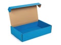 Open blue cardboard box on white background isolated on white background Royalty Free Stock Photo