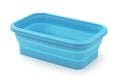 Open blue collapsible silicone food container