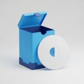 Open blue and dark blue software box with a white CD disc data Royalty Free Stock Photo