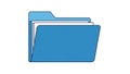 Open Blue Folder Icon with Documents on White Background for Organization Keywords: folder, blue, open, documents Royalty Free Stock Photo