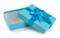 Open blue gift box isolated on white background Royalty Free Stock Photo