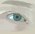 Open blue-gray human eye close up illustration