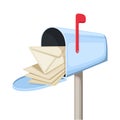 Open blue mailbox with letters. Vector illustratio Royalty Free Stock Photo
