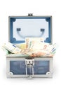 Open Blue Money Chest Royalty Free Stock Photo