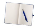 An open blue pad with a pen isolated on a white background. Royalty Free Stock Photo