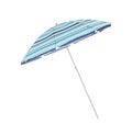 Open blue striped beach umbrella isolated on white Royalty Free Stock Photo