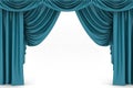 Open blue theater curtain Royalty Free Stock Photo