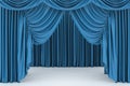 Open blue theater curtain Royalty Free Stock Photo