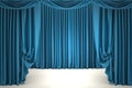 Open blue theater curtain Royalty Free Stock Photo