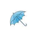 Open Blue umbrella isolated on a white background. Autumn concept. Rainy weather, forecast. Stock illustration.