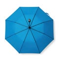 An open blue umbrella viewed from directly above, showcasing its structure on a clean white backdrop, ai generated image isolated Royalty Free Stock Photo