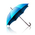 Open Blue Umbrella on a White