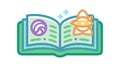Open Book with Augmented Reality Interface, Interactive Learning, vector design Generative AI Royalty Free Stock Photo