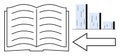 Open Book, Bar Graph, and Arrow Representing Knowledge, Progress, and Direction Royalty Free Stock Photo