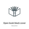 Open book black cover outline vector icon. Thin line black open book black cover icon, flat vector simple element illustration Royalty Free Stock Photo