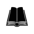 Open Book Black and White Education Icon Graphic, Textbook Study, Learning, Classic Design Royalty Free Stock Photo